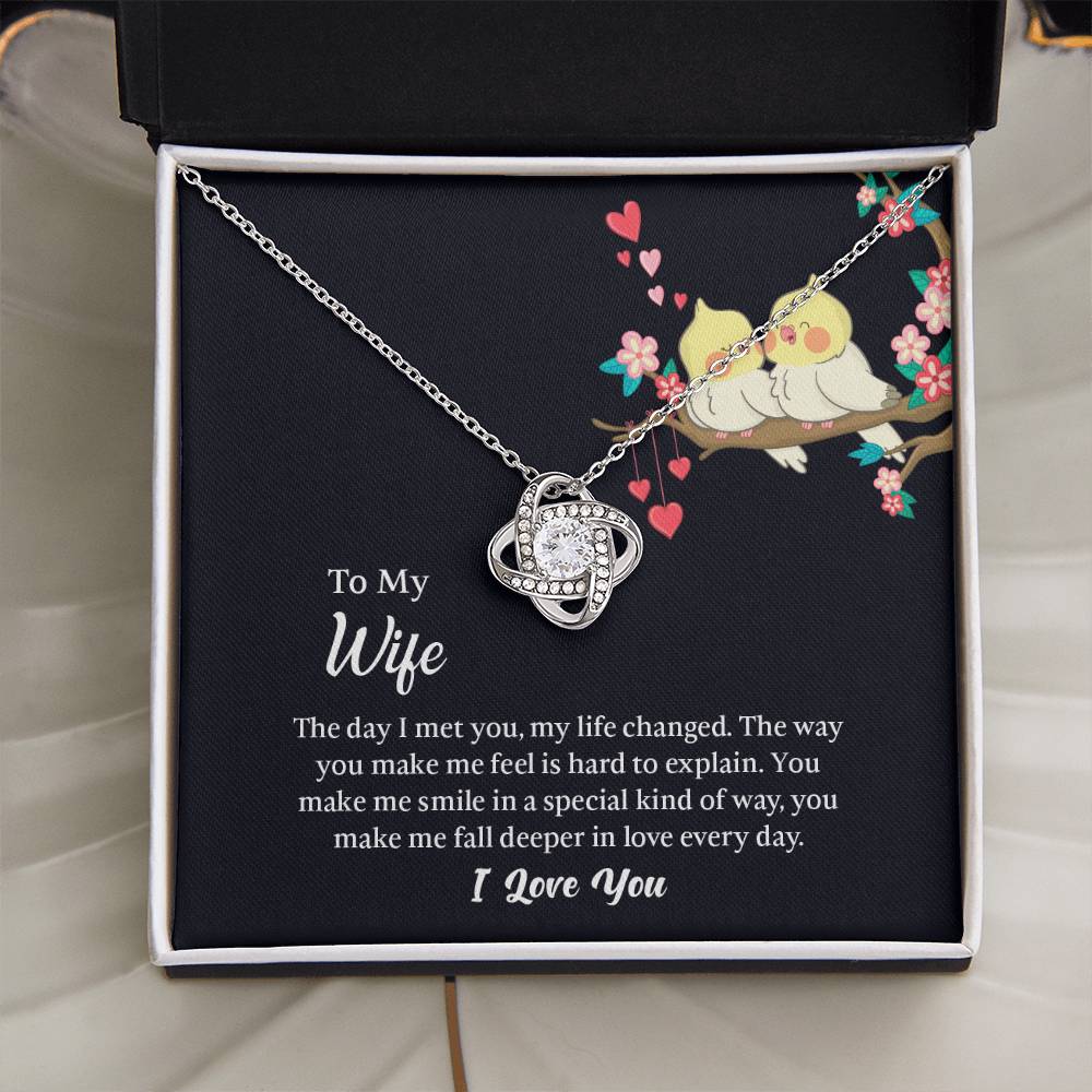 Love Knot Necklace for Wife, Message Card with Jewelry, Romantic Anniversary gift for Wife, Wife Birthday Gift