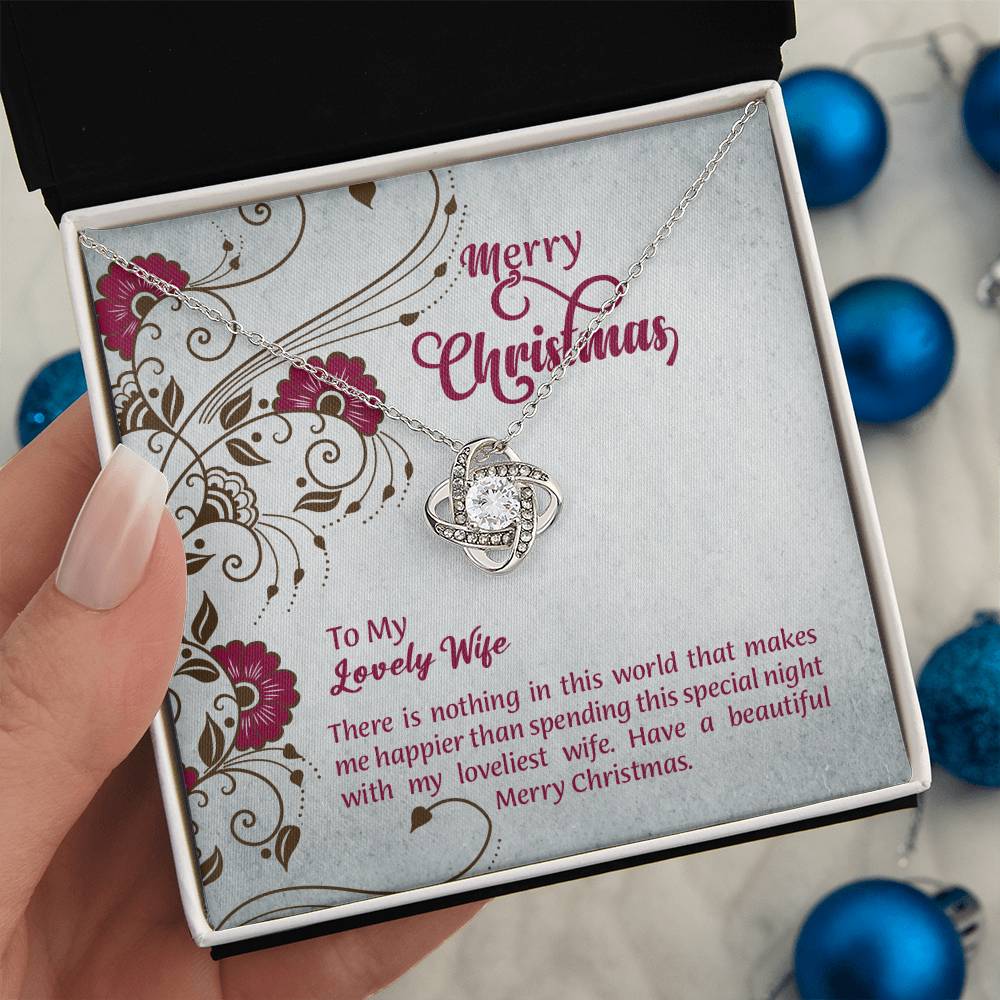 To My Lovely Wife Love Knot Necklace, Christmas Gift From Husband, Sentimental Gift For Wife, Meaningful Gift For Her, Romantic Jewelry For Wife, Love Message Card Gift