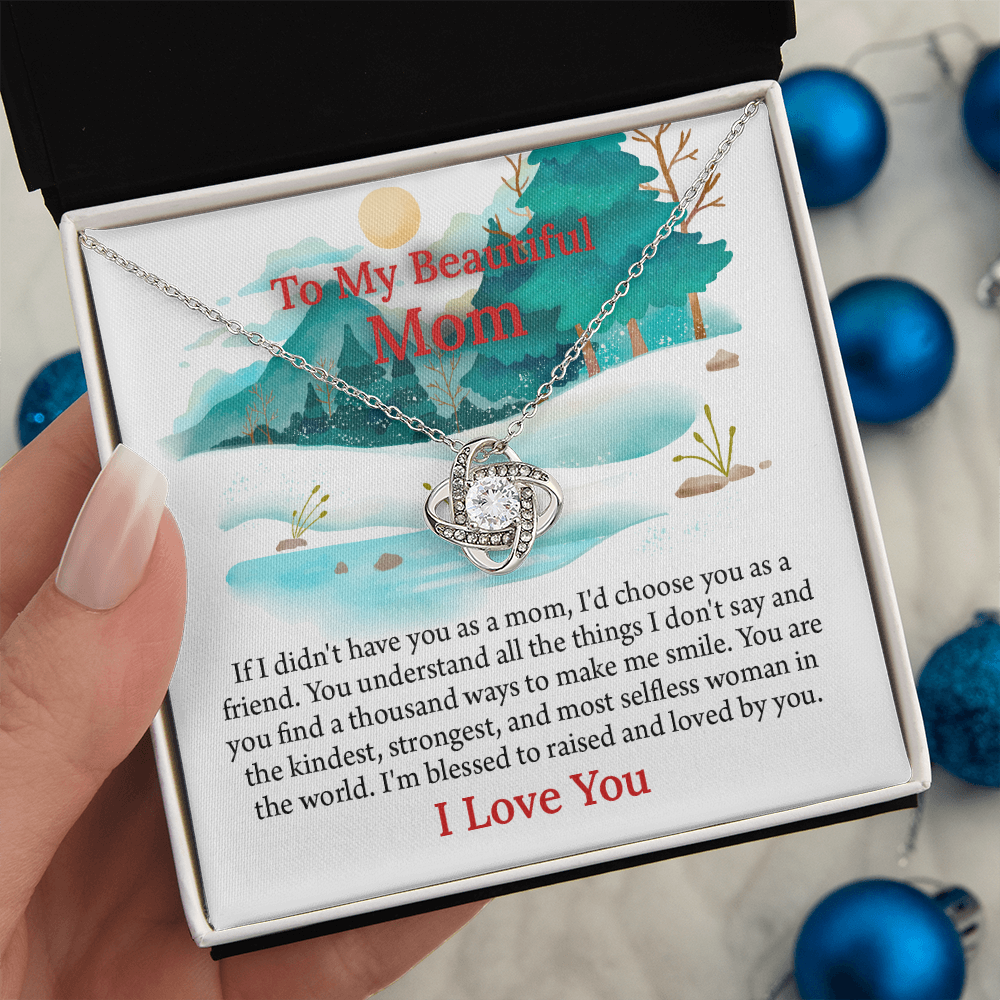 To My Beautiful Mom Love Knot Necklace From Daughter, Thoughtful Present From Son, Mothers Day Gift To Mom