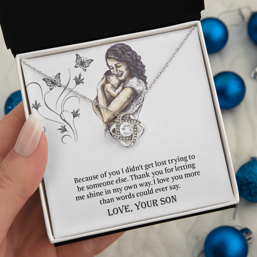 To My Mom Love Knot Necklace, Presents for Mom, Mothers Day Gift From Son, Mama Necklace
