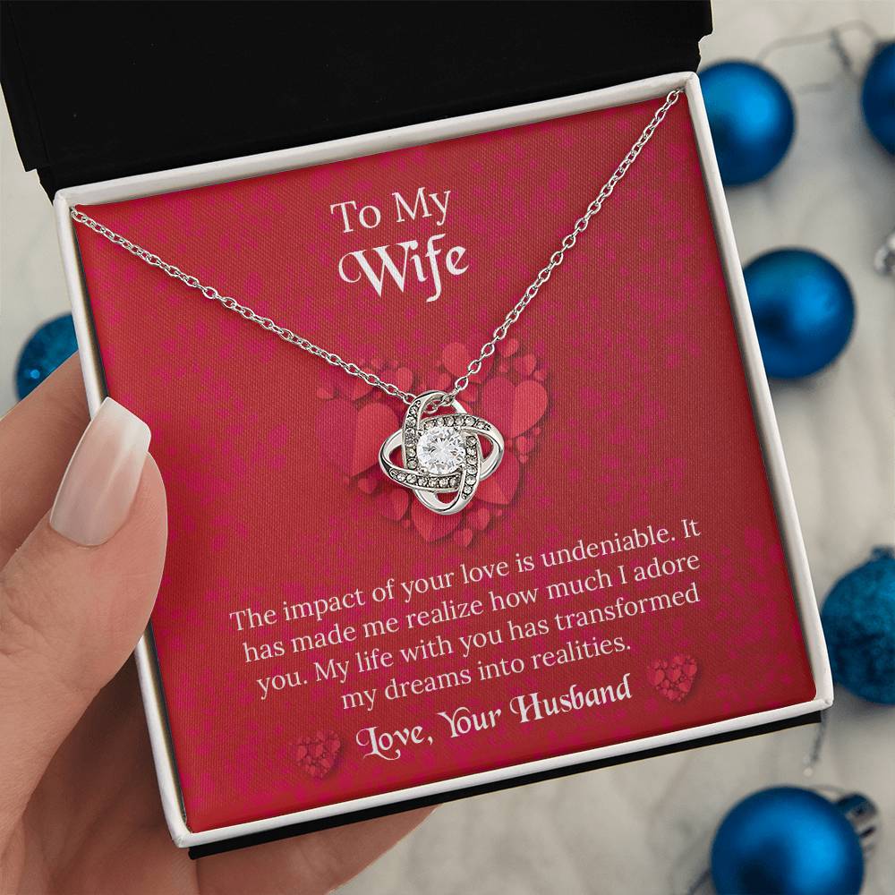 To My Wife Love Knot Necklace, Message Card Jewelry, Anniversary Gift for Wife, Wife Birthday Gift, Necklace for Wife