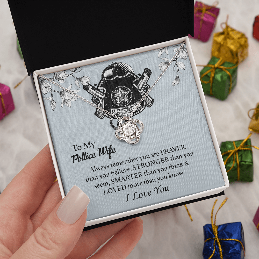 To My Police Wife Love Knot Necklace, Gift for Police Officer Wife, Police Wife Anniversary Present, Husband To Wife Birthday Gifts