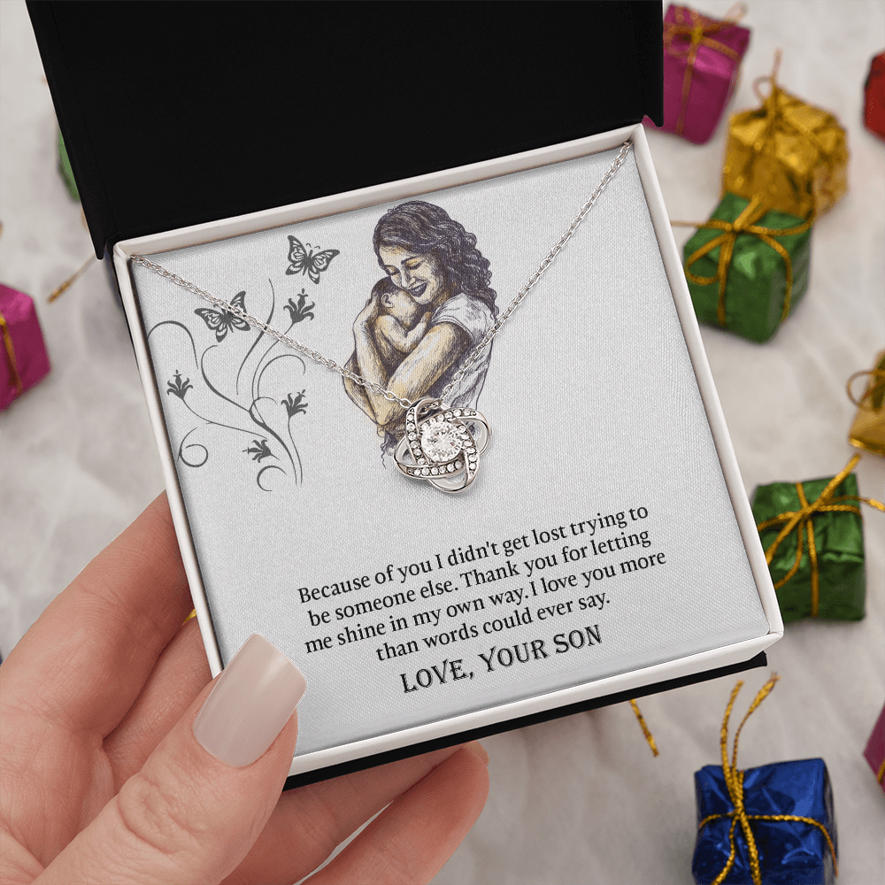 To My Mom Love Knot Necklace, Presents for Mom, Mothers Day Gift From Son, Mama Necklace