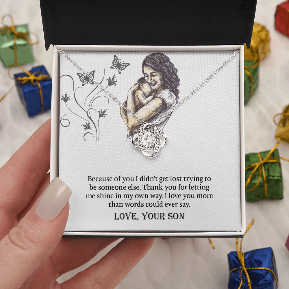 To My Mom Love Knot Necklace, Presents for Mom, Mothers Day Gift From Son, Mama Necklace