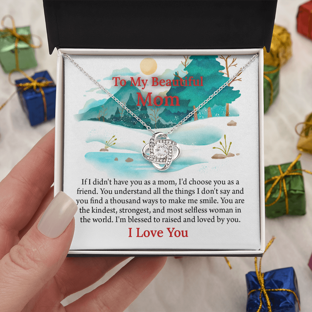 To My Beautiful Mom Love Knot Necklace From Daughter, Thoughtful Present From Son, Mothers Day Gift To Mom