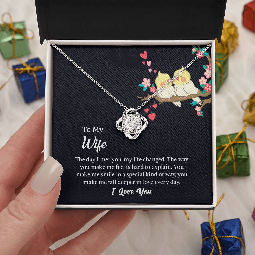 Love Knot Necklace for Wife, Message Card with Jewelry, Romantic Anniversary gift for Wife, Wife Birthday Gift