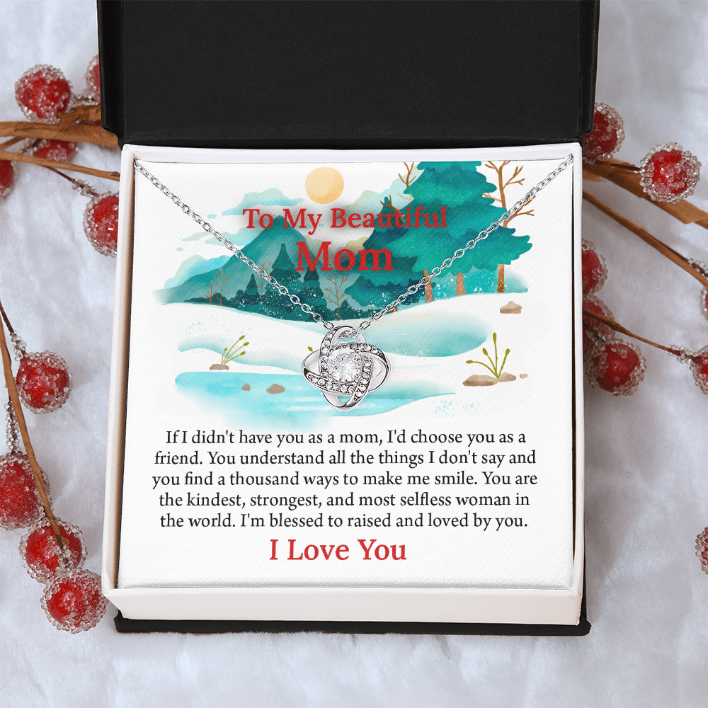 To My Beautiful Mom Love Knot Necklace From Daughter, Thoughtful Present From Son, Mothers Day Gift To Mom