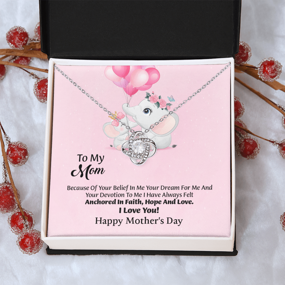 To My Mom Love Knot Necklace From Daughter, Thoughtful Present From Son, Mothers Day Gift To Mom
