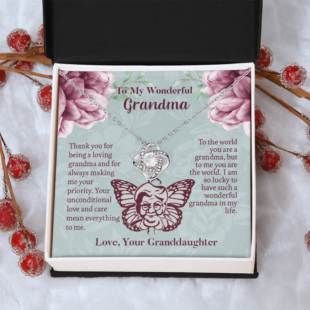 To My Wonderful Grandma Love Knot Necklace, Grandmother Necklace, Grandma Gift, Gift For Grandma from granddaughter