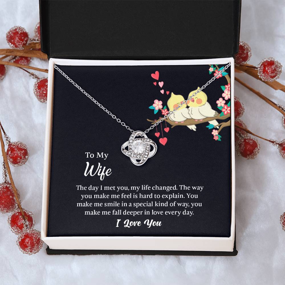 Love Knot Necklace for Wife, Message Card with Jewelry, Romantic Anniversary gift for Wife, Wife Birthday Gift