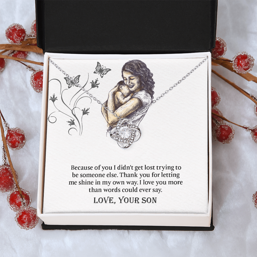 To My Mom Love Knot Necklace, Presents for Mom, Mothers Day Gift From Son, Mama Necklace