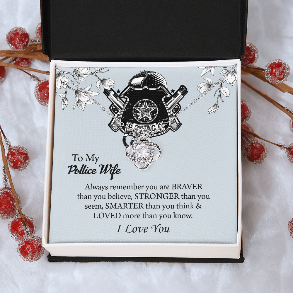 To My Police Wife Love Knot Necklace, Gift for Police Officer Wife, Police Wife Anniversary Present, Husband To Wife Birthday Gifts