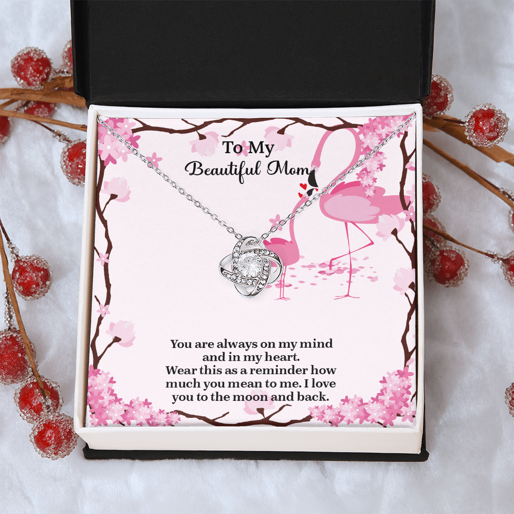 To My Beautiful Mom Love Knot Necklace from Daughter, Mothers Day Gift for Mom, Thoughtful Present from Son