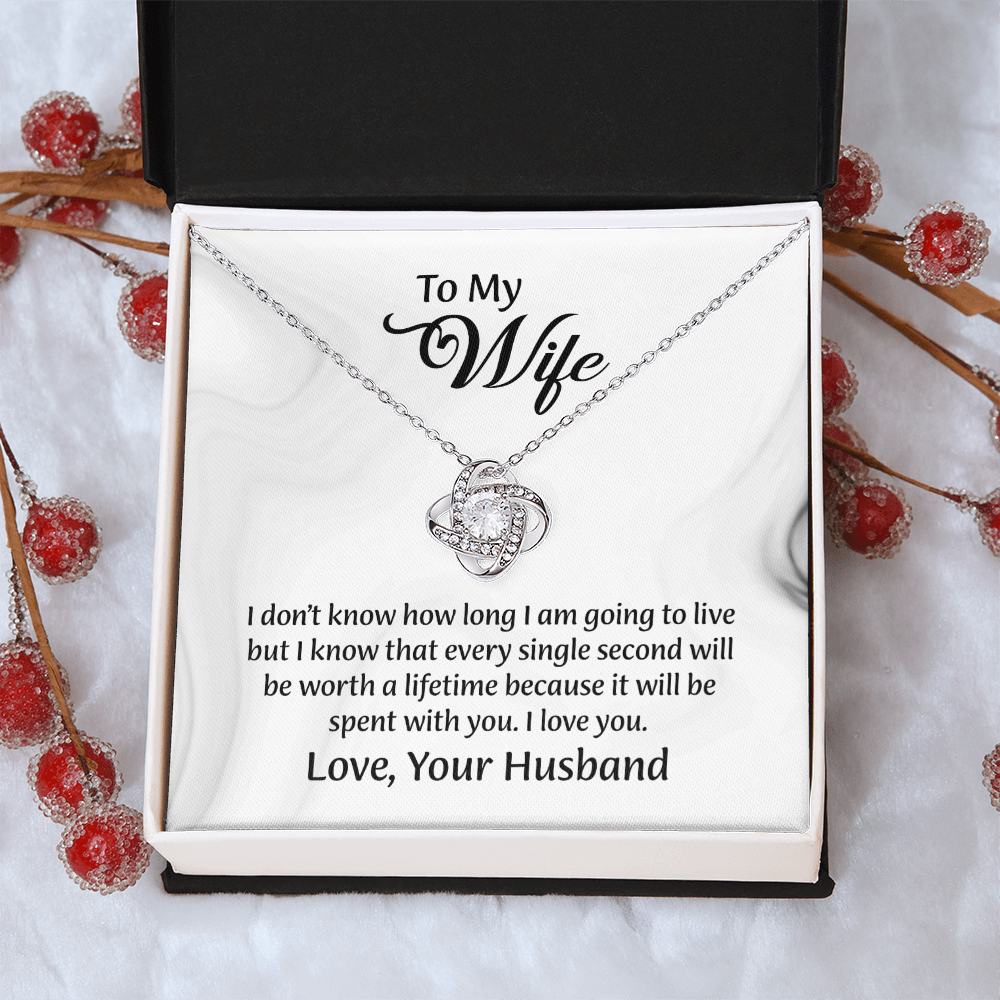 To My Wife Love Knot Necklace, Message Card Jewelry, Wife Jewelry, Anniversary Gift for Wife, Wife Birthday Gift, Necklace for Wife