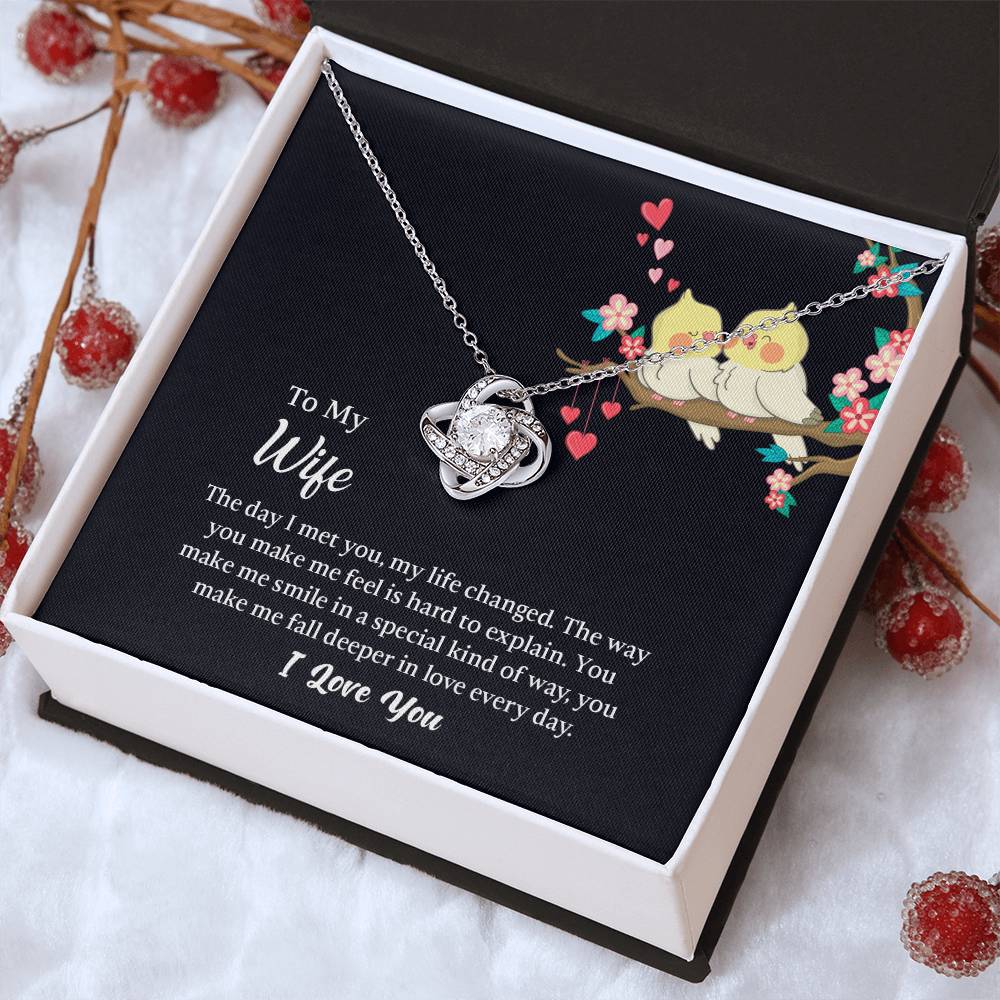 Love Knot Necklace for Wife, Message Card with Jewelry, Romantic Anniversary gift for Wife, Wife Birthday Gift