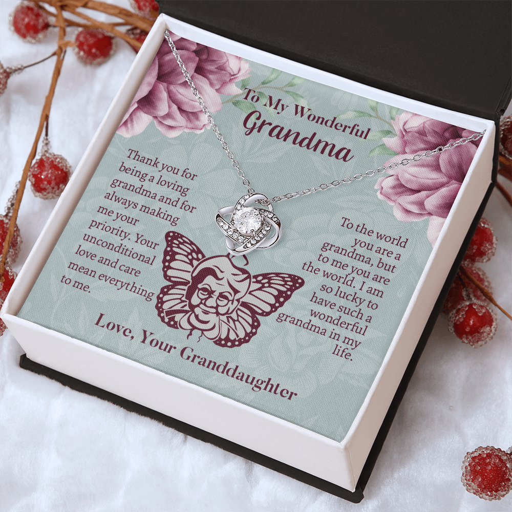 To My Wonderful Grandma Love Knot Necklace, Grandmother Necklace, Grandma Gift, Gift For Grandma from granddaughter