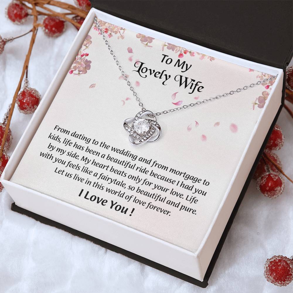 My Lovely Wife Love Knot Necklace, Romantic Anniversary Gift For Wife, Wife Birthday Gift, Necklace For Wife