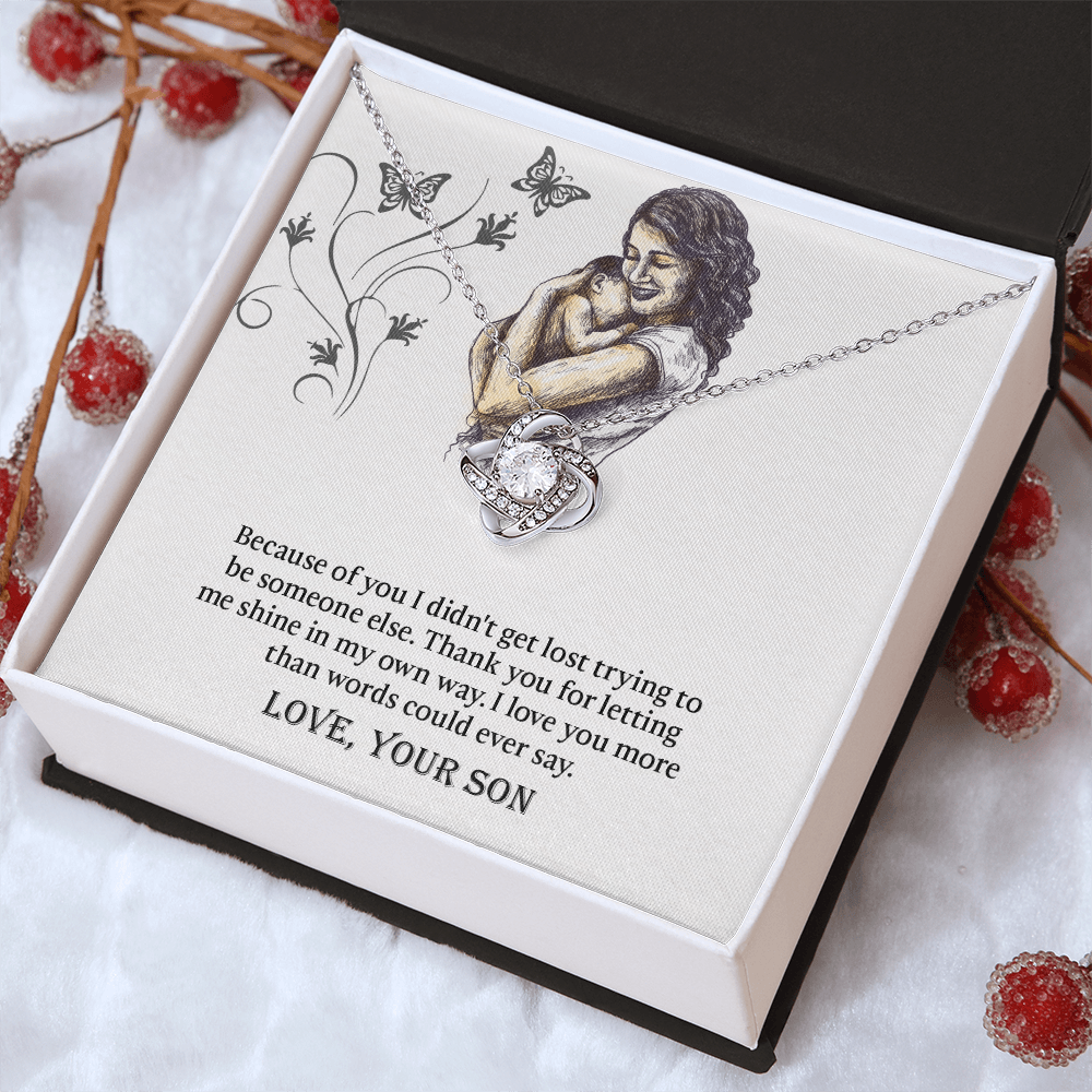 To My Mom Love Knot Necklace, Presents for Mom, Mothers Day Gift From Son, Mama Necklace