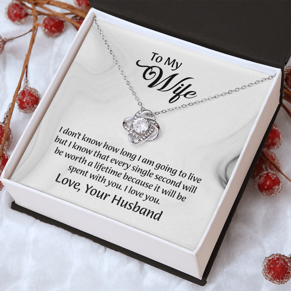 To My Wife Love Knot Necklace, Message Card Jewelry, Wife Jewelry, Anniversary Gift for Wife, Wife Birthday Gift, Necklace for Wife