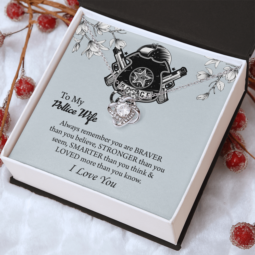 To My Police Wife Love Knot Necklace, Gift for Police Officer Wife, Police Wife Anniversary Present, Husband To Wife Birthday Gifts