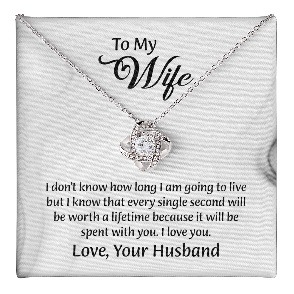 To My Wife Love Knot Necklace, Message Card Jewelry, Wife Jewelry, Anniversary Gift for Wife, Wife Birthday Gift, Necklace for Wife