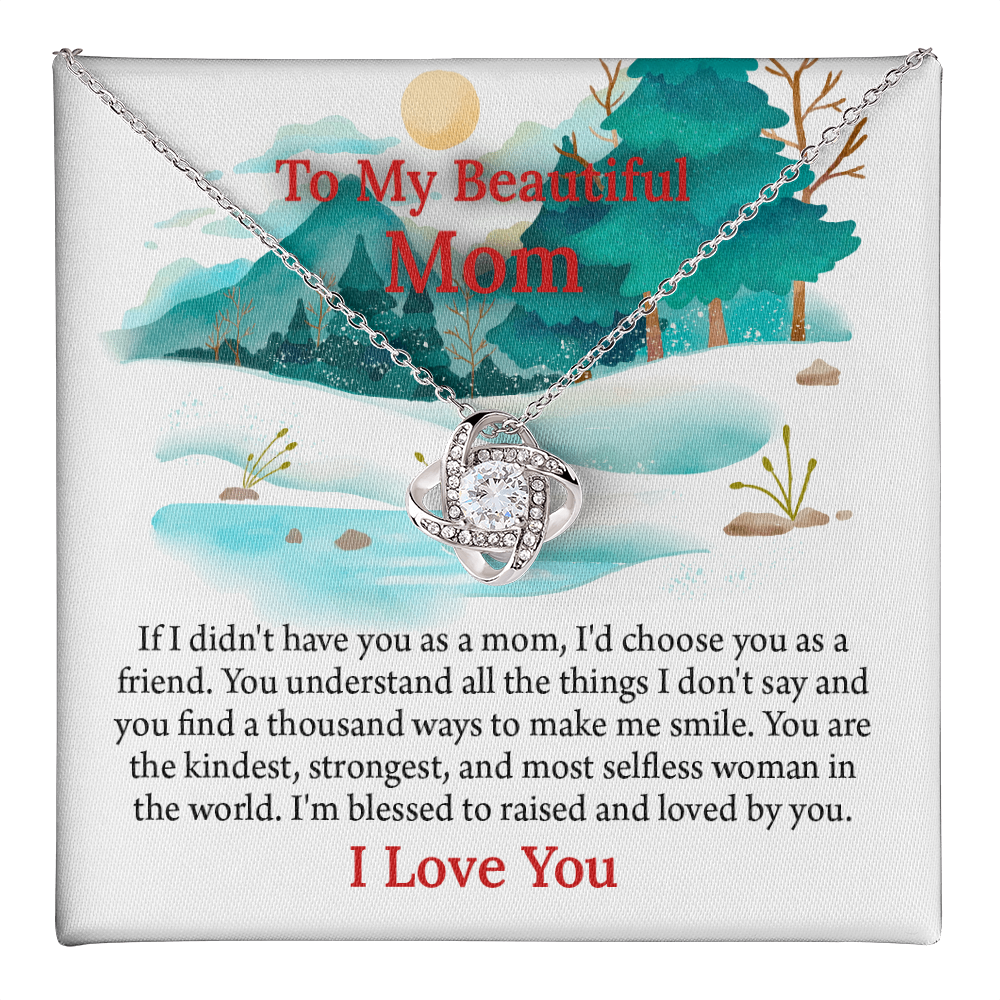 To My Beautiful Mom Love Knot Necklace From Daughter, Thoughtful Present From Son, Mothers Day Gift To Mom