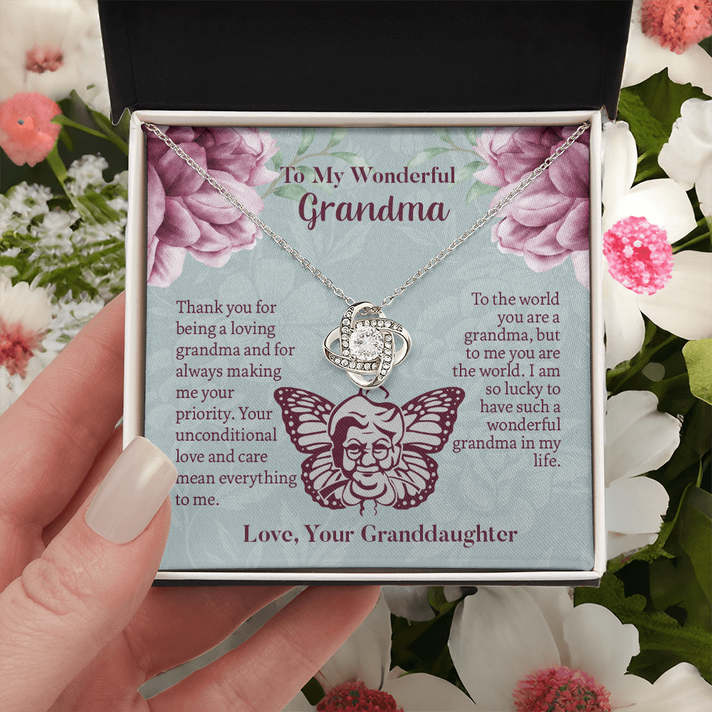 To My Wonderful Grandma Love Knot Necklace, Grandmother Necklace, Grandma Gift, Gift For Grandma from granddaughter