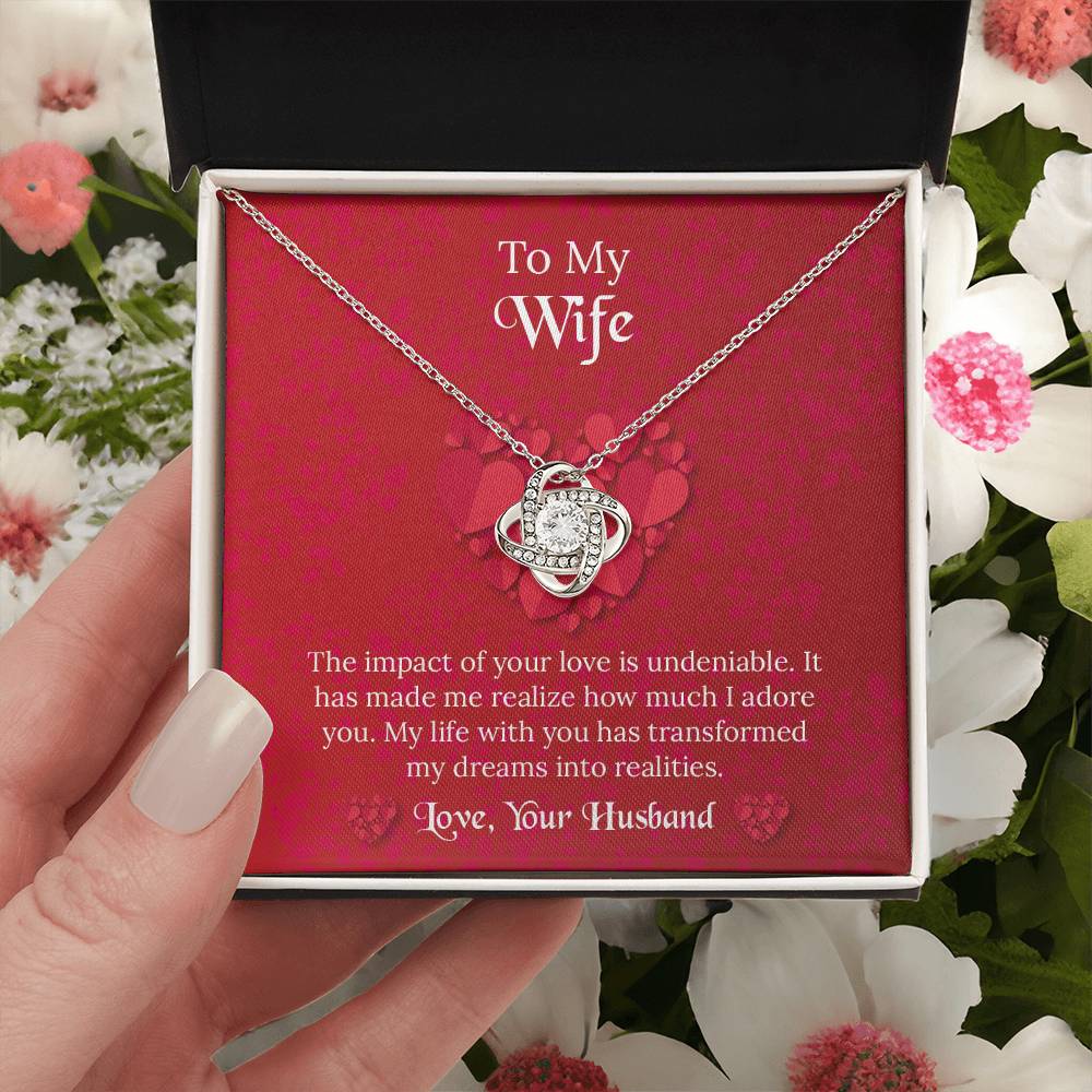 To My Wife Love Knot Necklace, Message Card Jewelry, Anniversary Gift for Wife, Wife Birthday Gift, Necklace for Wife