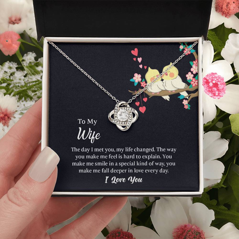 Love Knot Necklace for Wife, Message Card with Jewelry, Romantic Anniversary gift for Wife, Wife Birthday Gift