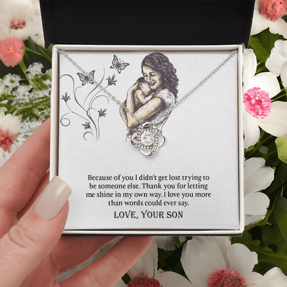 To My Mom Love Knot Necklace, Presents for Mom, Mothers Day Gift From Son, Mama Necklace