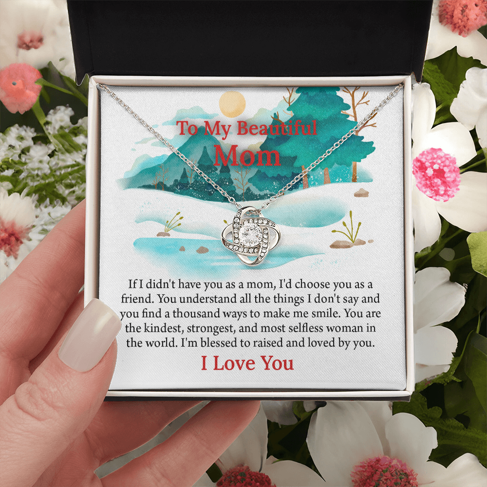 To My Beautiful Mom Love Knot Necklace From Daughter, Thoughtful Present From Son, Mothers Day Gift To Mom