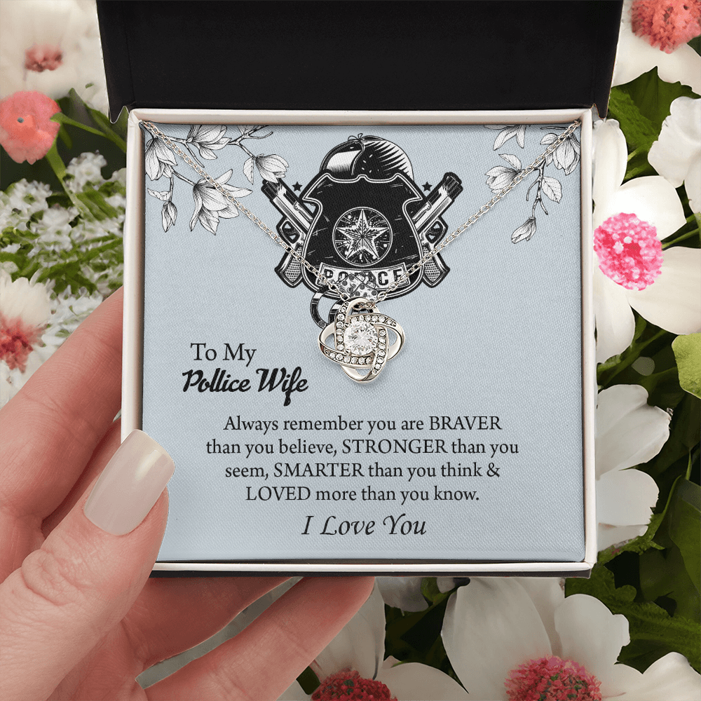 To My Police Wife Love Knot Necklace, Gift for Police Officer Wife, Police Wife Anniversary Present, Husband To Wife Birthday Gifts