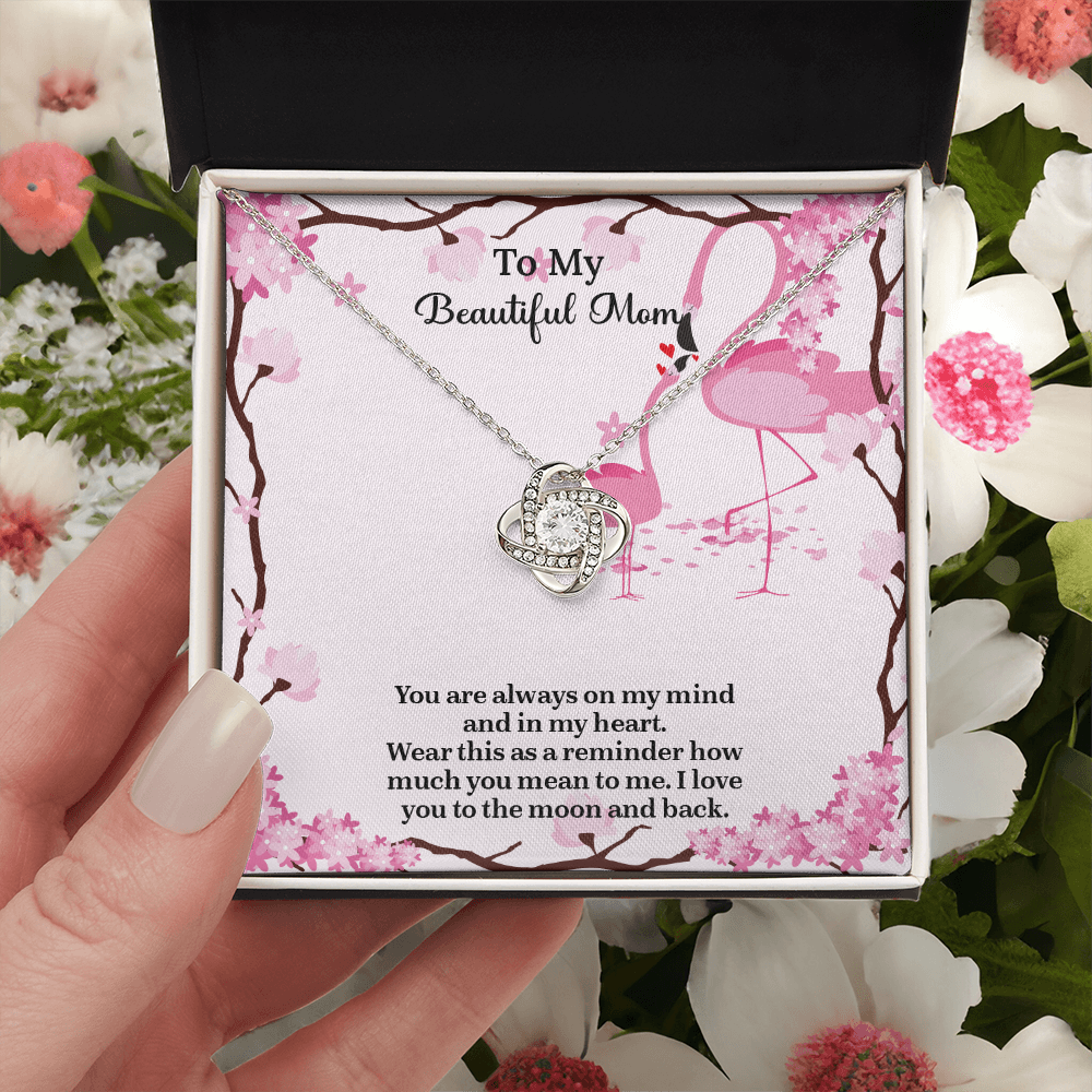 To My Beautiful Mom Love Knot Necklace from Daughter, Mothers Day Gift for Mom, Thoughtful Present from Son