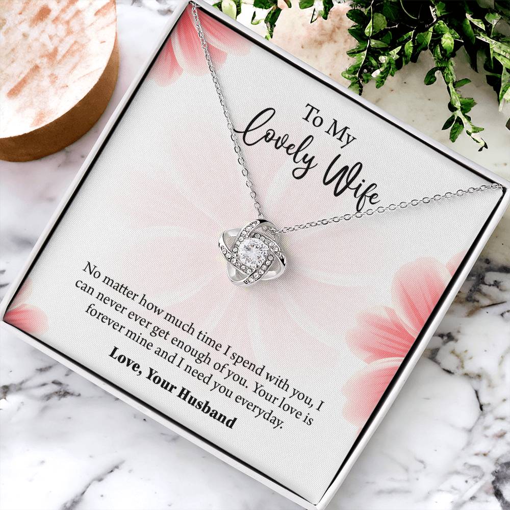 To My Lovely Wife Love knot Necklace, Wife Jewelry, Anniversary gift for Wife, Wife Birthday Gift, Necklace for Wife, Gift for Her