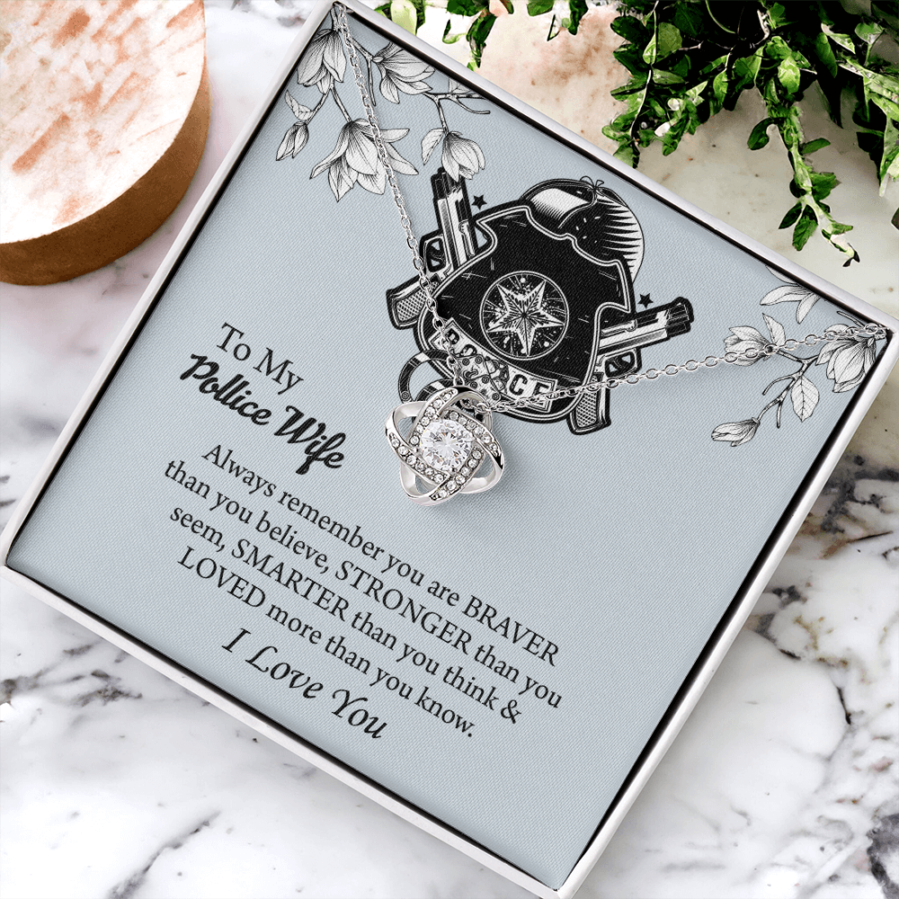 To My Police Wife Love Knot Necklace, Gift for Police Officer Wife, Police Wife Anniversary Present, Husband To Wife Birthday Gifts