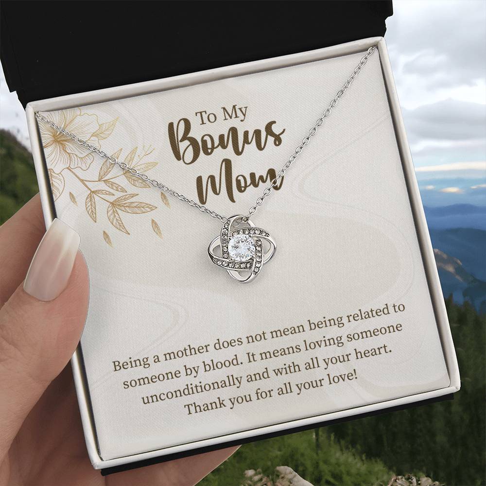 UNIDAZE To My Bonus Mom Christmas Gift Necklace, Unbiological Mom Gift, Step Mom Gift, Forever Love Necklace on Message Card, Foster Mom Gift ShineOn Fulfillment C30011TG C30011TR PB23-WOOD PT-4377 TNM-1 USER-188348