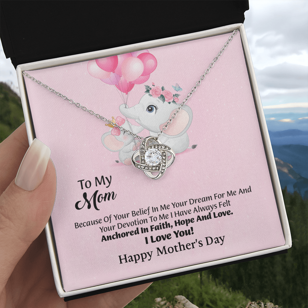 To My Mom Love Knot Necklace From Daughter, Thoughtful Present From Son, Mothers Day Gift To Mom