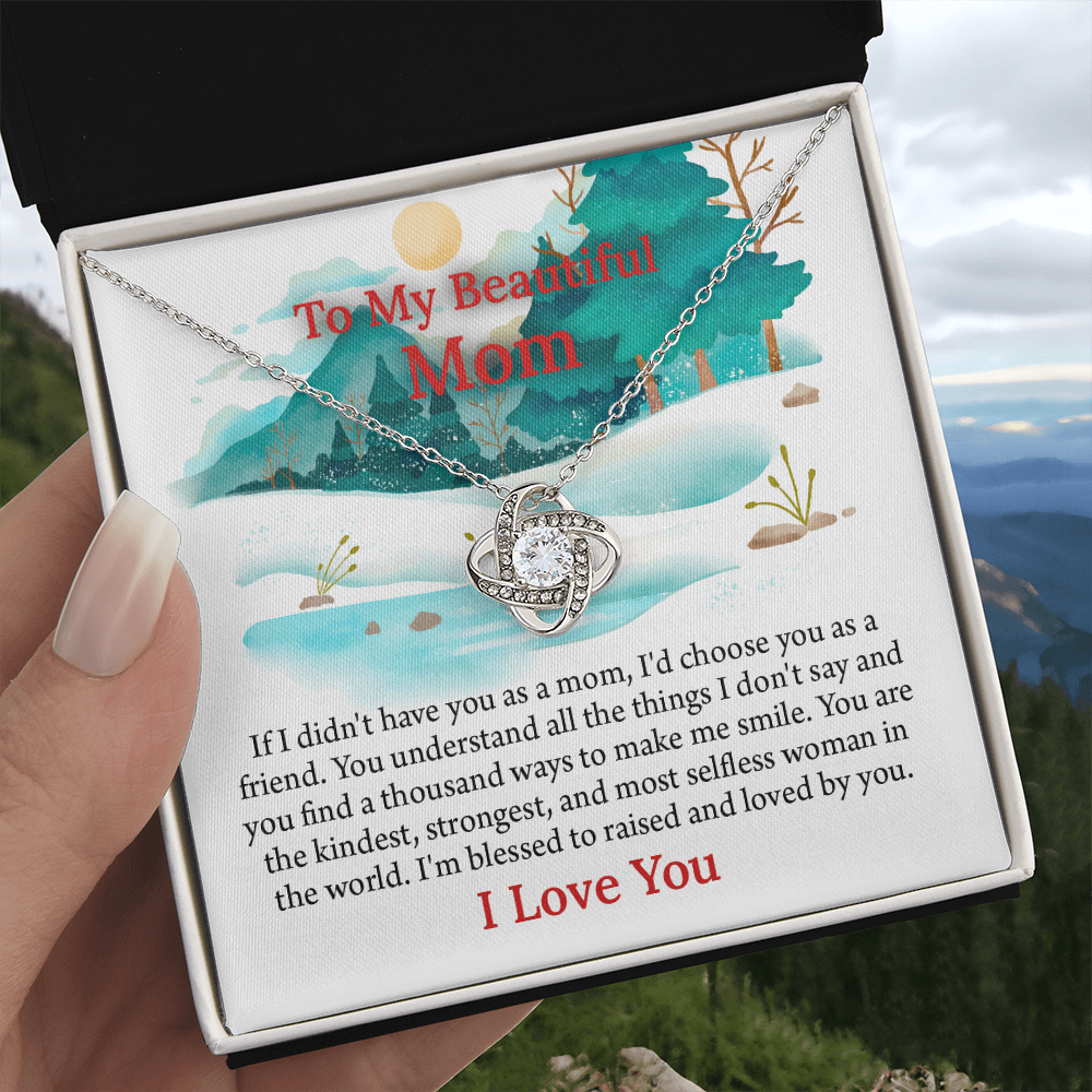 To My Beautiful Mom Love Knot Necklace From Daughter, Thoughtful Present From Son, Mothers Day Gift To Mom
