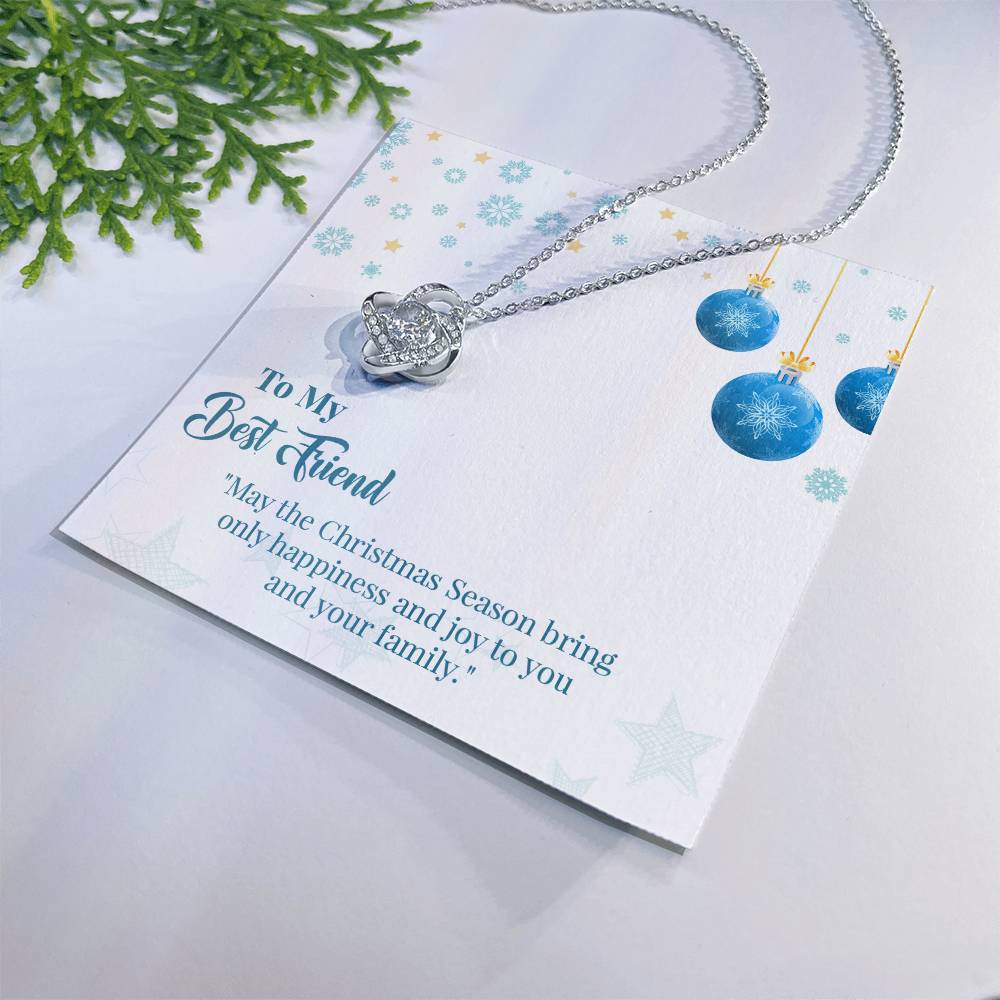 To My Best Friend Love Knot Necklace With Message Card, Christmas Gift For Friend, Gift From Friend, Gift For Her, Handmade Jewelry