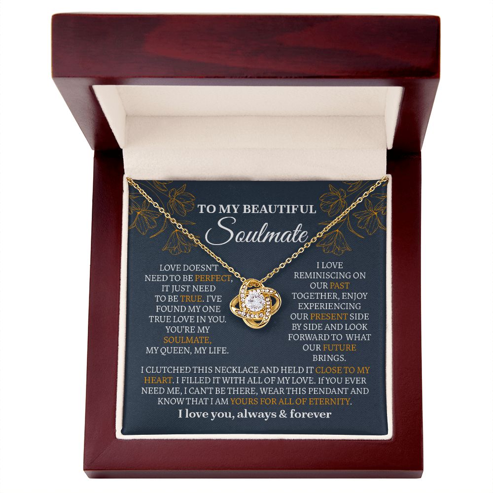 UNIDAZE To My Soulmate Necklace, Love Knot Necklace, Valentine Gift For Her, Gift For Soulmate, Gift For Wife Girlfriend ShineOn Fulfillment C30011TG C30011TR PB23-WOOD PT-4377 TNM-1 USER-188348