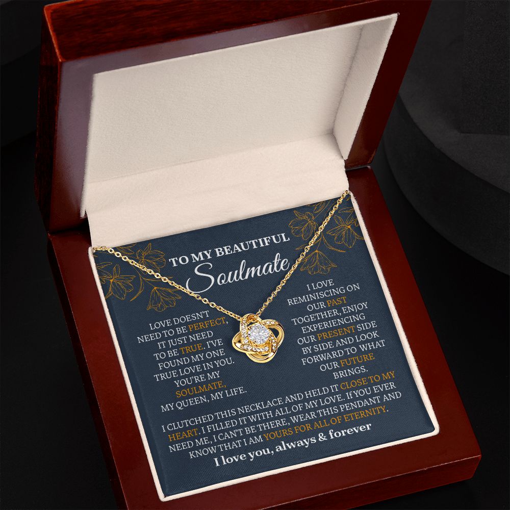 UNIDAZE To My Soulmate Necklace, Love Knot Necklace, Valentine Gift For Her, Gift For Soulmate, Gift For Wife Girlfriend ShineOn Fulfillment C30011TG C30011TR PB23-WOOD PT-4377 TNM-1 USER-188348