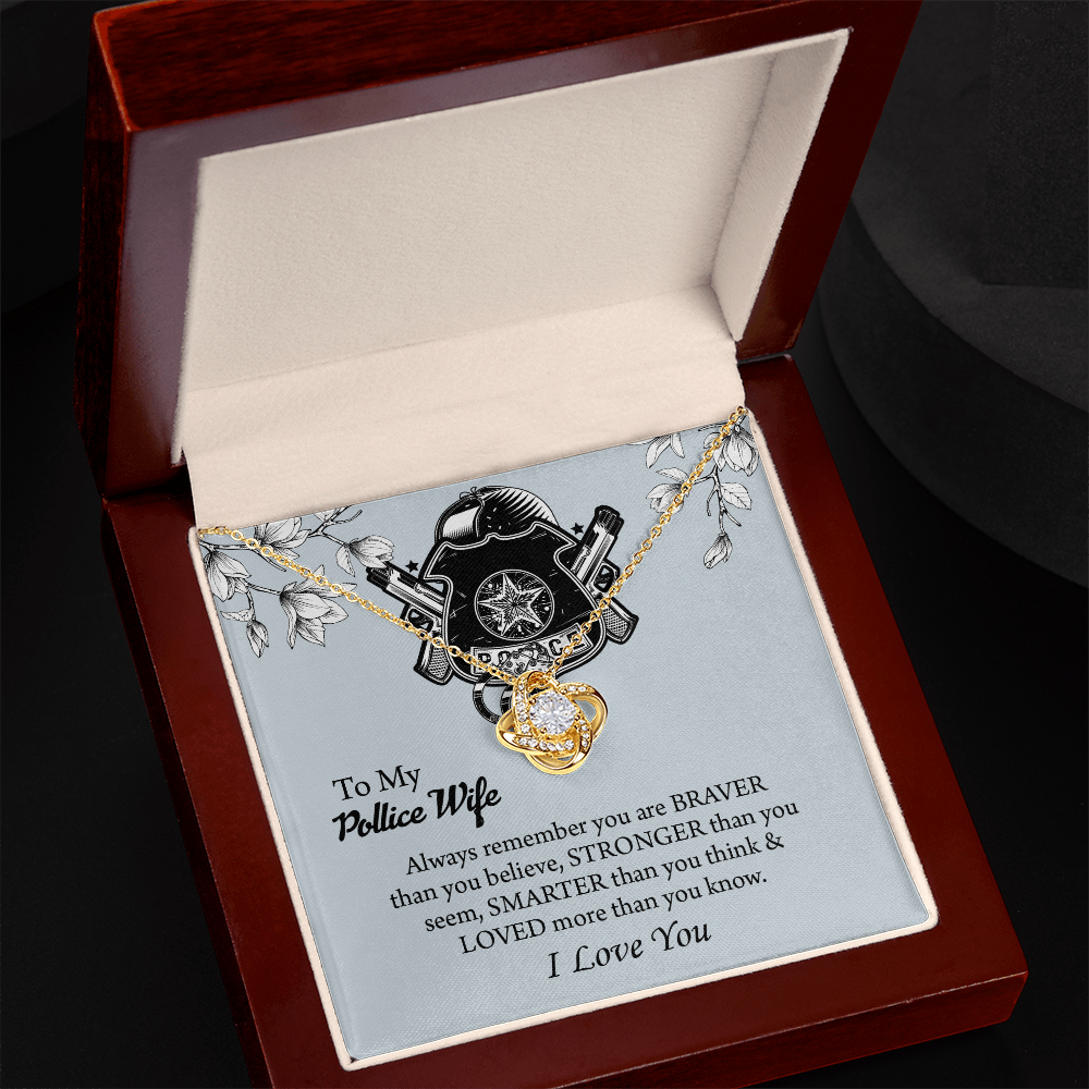 To My Police Wife Love Knot Necklace, Gift for Police Officer Wife, Police Wife Anniversary Present, Husband To Wife Birthday Gifts