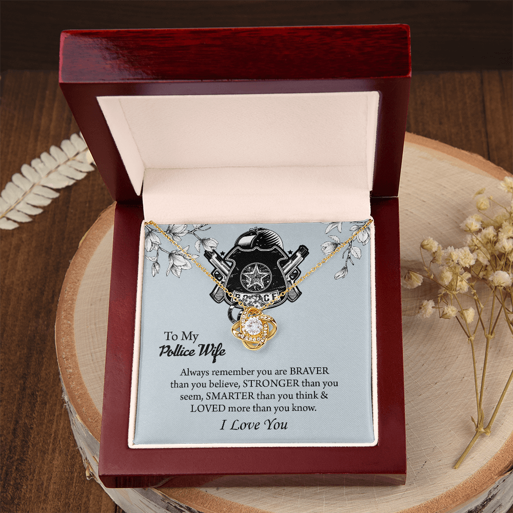 To My Police Wife Love Knot Necklace, Gift for Police Officer Wife, Police Wife Anniversary Present, Husband To Wife Birthday Gifts