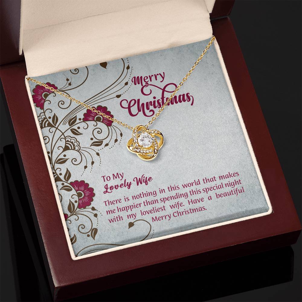 To My Lovely Wife Love Knot Necklace, Christmas Gift From Husband, Sentimental Gift For Wife, Meaningful Gift For Her, Romantic Jewelry For Wife, Love Message Card Gift