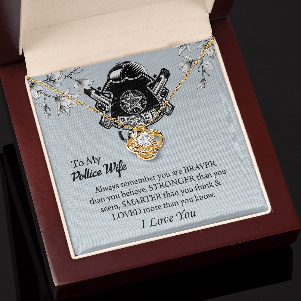 To My Police Wife Love Knot Necklace, Gift for Police Officer Wife, Police Wife Anniversary Present, Husband To Wife Birthday Gifts