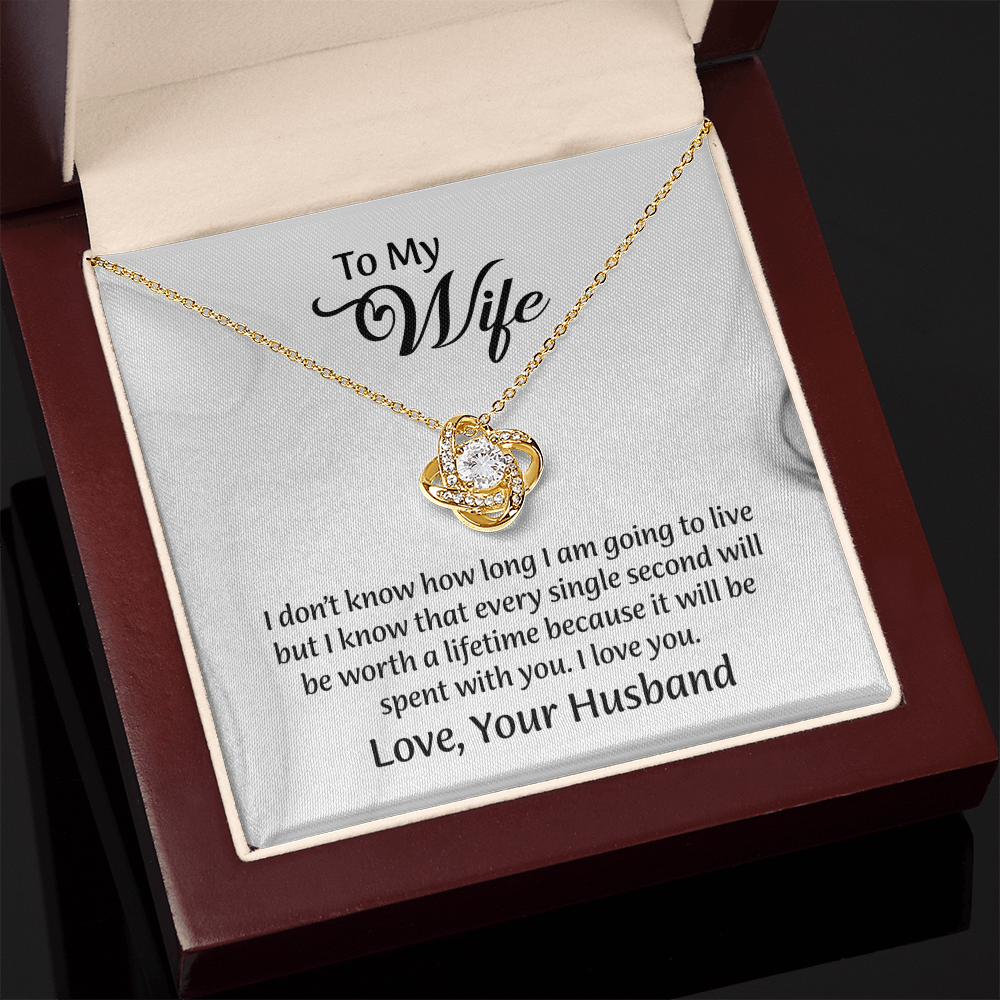 To My Wife Love Knot Necklace, Message Card Jewelry, Wife Jewelry, Anniversary Gift for Wife, Wife Birthday Gift, Necklace for Wife