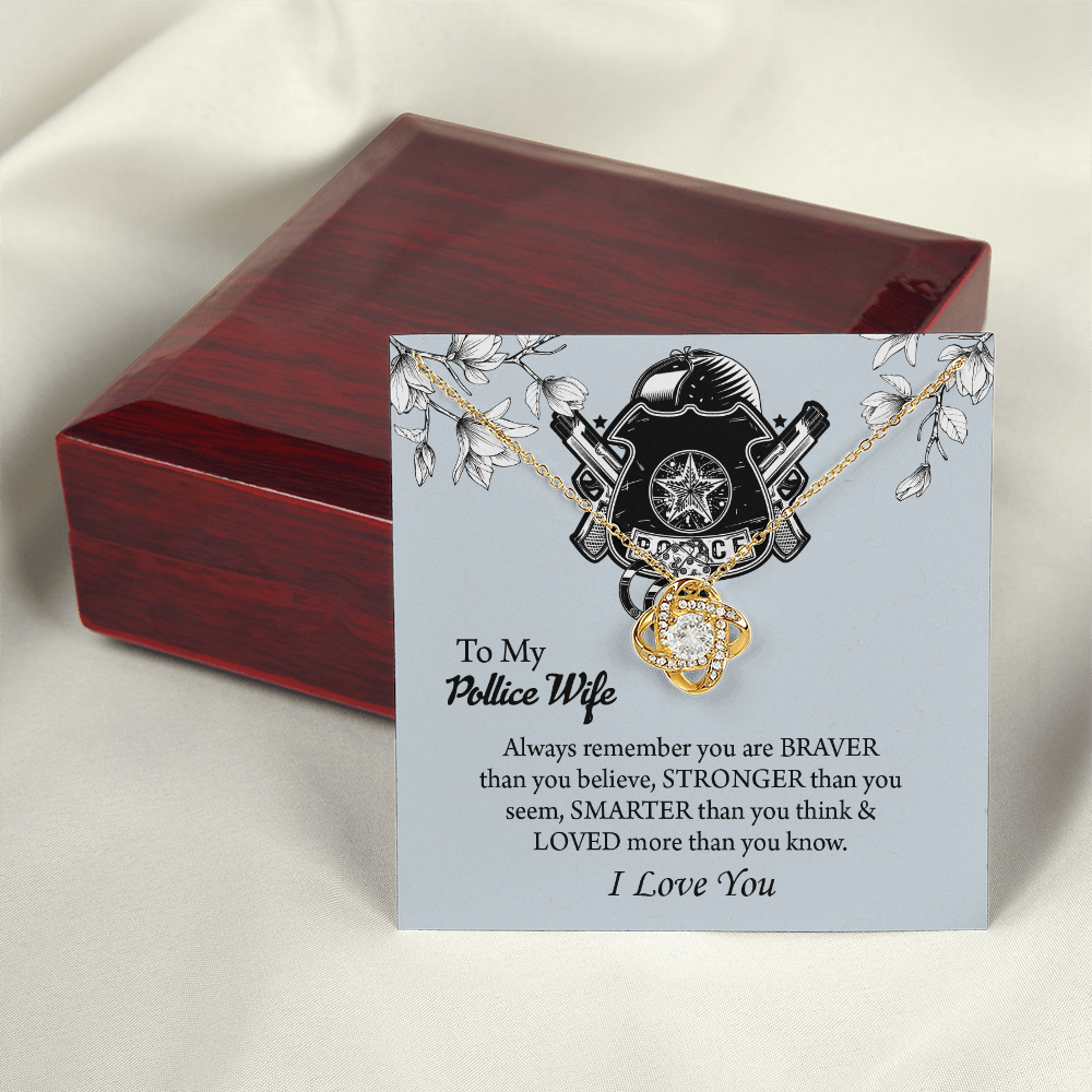 To My Police Wife Love Knot Necklace, Gift for Police Officer Wife, Police Wife Anniversary Present, Husband To Wife Birthday Gifts