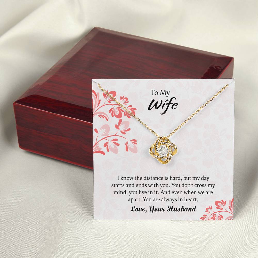 To My Wife Love Knot Necklace, Message Card Jewelry, Anniversary Gift for Wife, Wife Birthday Gift, Necklace for Wife