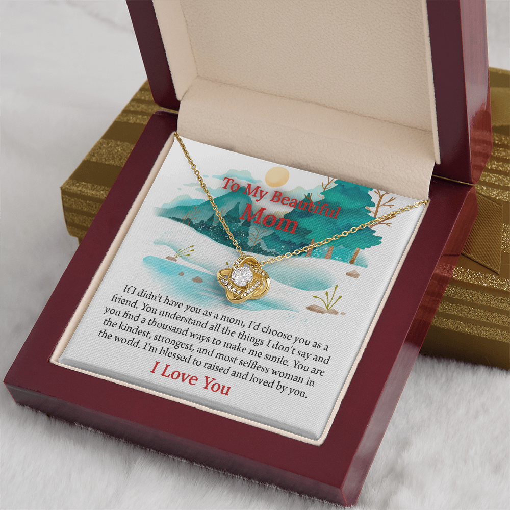 To My Beautiful Mom Love Knot Necklace From Daughter, Thoughtful Present From Son, Mothers Day Gift To Mom