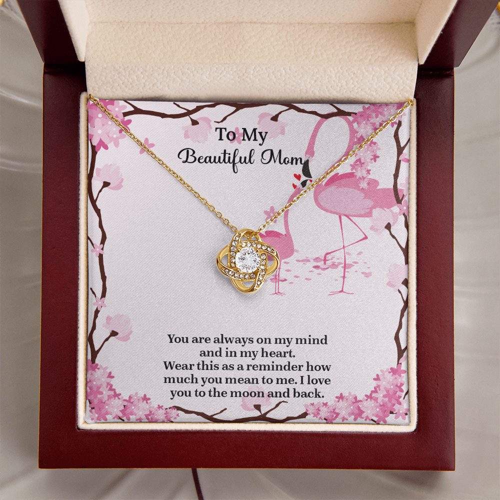 To My Beautiful Mom Love Knot Necklace from Daughter, Mothers Day Gift for Mom, Thoughtful Present from Son